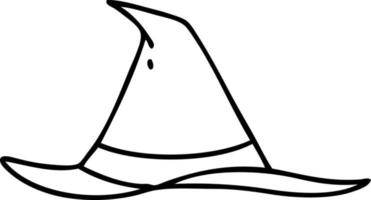 line doodle of a spooky witch hat vector
