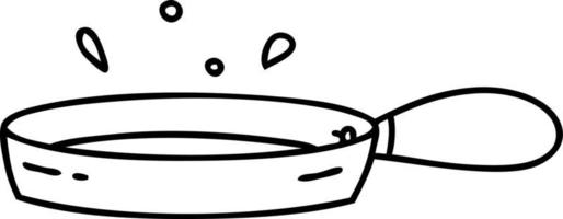 line doodle of a sizzling frying pan vector