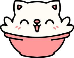 cartoon of some sort of cute cat pudding bowl thing vector