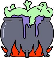 cartoon of a frog bathing in a cauldron vector