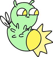 cartoon of a cute glow bug vector