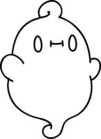 line doodle of a happy halloween ghost vector