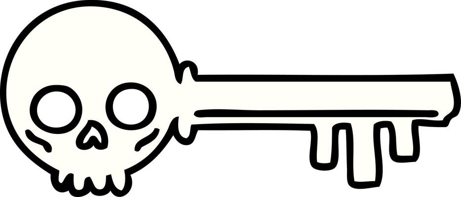 cartoon of a spooky skeleton key