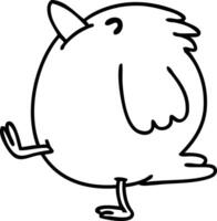 line doodle of a happy bird walking vector