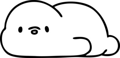 cute line doodle of a little seal vector