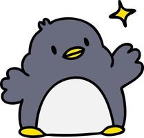 cartoon of a cute christmas penguin with star vector