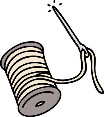 cartoon of a needle and thread