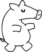 line doodle of a long snouted pig vector