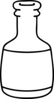 line doodle of an old beer bottle vector