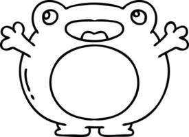 line doodle of a cute happy frog vector