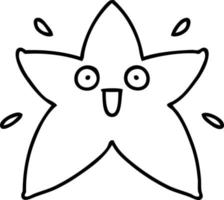 line doodle of a happy star shining so super hard vector