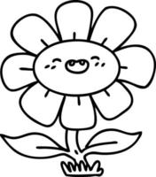 line doodle of a happy flower just soaking in those solar rays vector