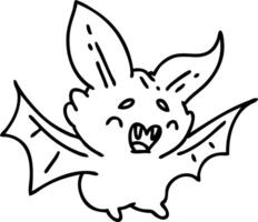 line doodle of a super cute halloween bat vector