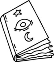 line doodle of a spooky spellbook with eyeball vector