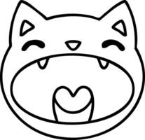 line doodle of a cat yawning or maybe meowing loudly vector