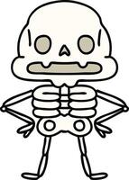 cartoon spooky skeleton of unparalleled confidence vector