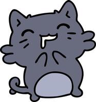 cartoon of a cute happy cat drooling vector