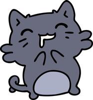 cartoon of a cute happy cat drooling vector