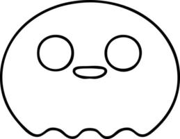 line doodle of a cute spooky ghost vector