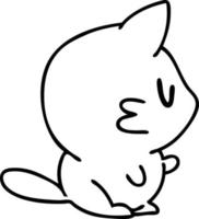 line doodle of a cute little pet cat vector