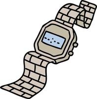 cartoon of an old digital watch counting the seconds off life vector