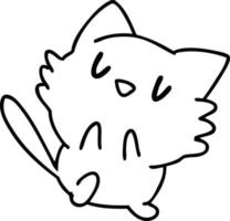 line doodle of a cute little pet cat vector