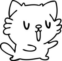 line doodle of a cute little pet cat vector