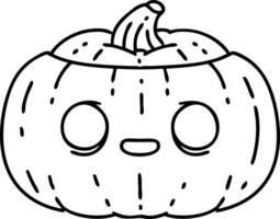 line doodle of a spooky halloween pumpkin vector