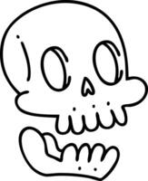 line doodle of a spooky halloween skull vector