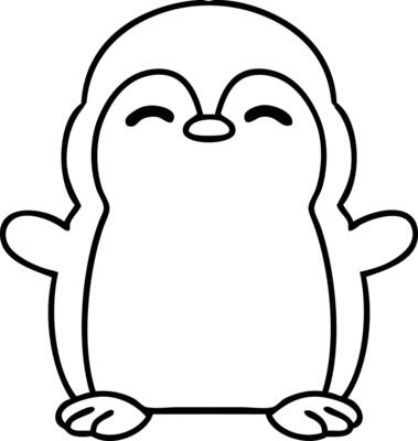 line doodle of a cute little penguin