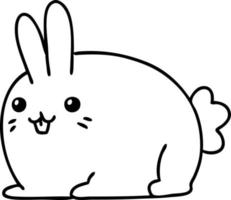 line doodle of a happy pet rabbit vector