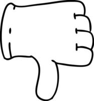 line doodle glove giving thumbs down symbol vector