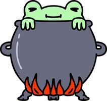 cartoon of a frog bathing in a cauldron vector