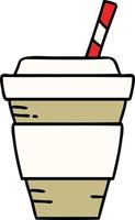 cartoon disposable takeout coffee cup vector