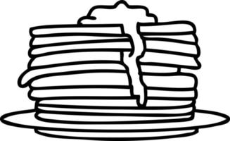 line doodle of a stack of tasty pancakes dripping with butter vector