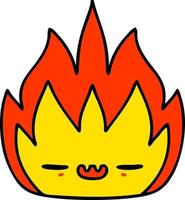 caricatura de un lindo demonio de llamas vector