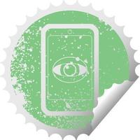 cell phone watching you graphic distressed sticker illustration icon vector