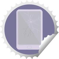 broken electronic tablet vector round sticker stamp