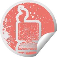 broken computer graphic distressed sticker illustration icon vector