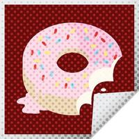 bitten frosted donut graphic vector illustration square sticker