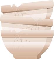 stack of cracked old bowls graphic vector illustration icon