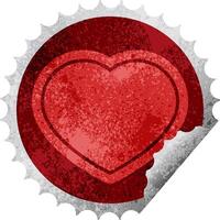 heart symbol graphic vector illustration round sticker stamp