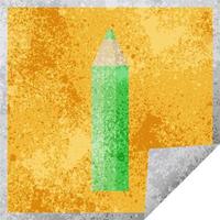 green coloring pencil graphic vector illustration square sticker