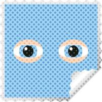 staring eyes graphic square sticker stamp vector