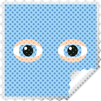 staring eyes graphic square sticker stamp