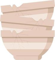 stack of cracked old bowls graphic vector illustration icon