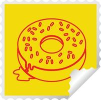 illustration of a tasty iced donut square peeling sticker vector