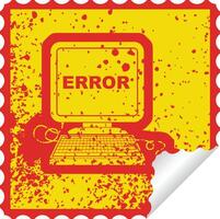 distressed sticker icon illustration of a computer error vector