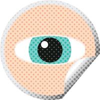 pegatina circular de ilustración de vector gráfico de ojo mirando fijamente