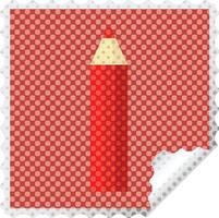 red coloring pencil graphic square sticker stamp vector